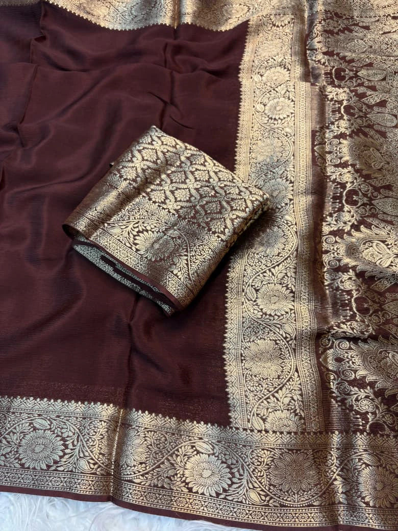 Chinnon Richpallu Viscose Saree with Brocade Blouse 3