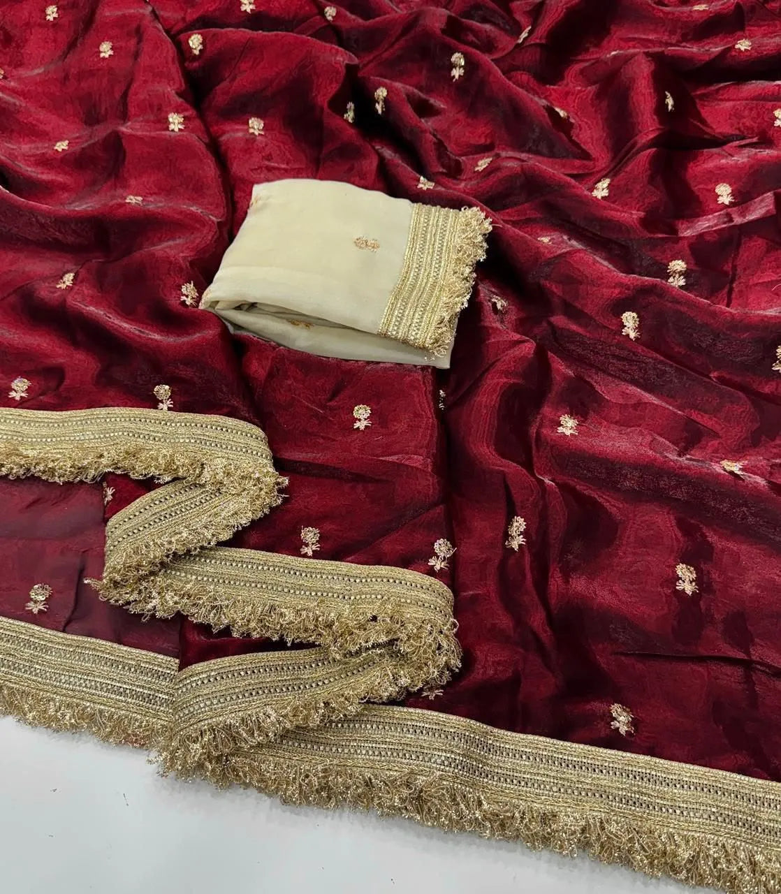 🤩💗Insta Viral Space Silk Saree Multi Sequence Full Worked With Contrast Blouse💗🤩 8