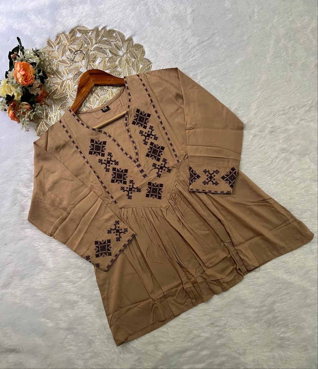 Designer Rayon Tunic with Cross-stitch Embroidery 3