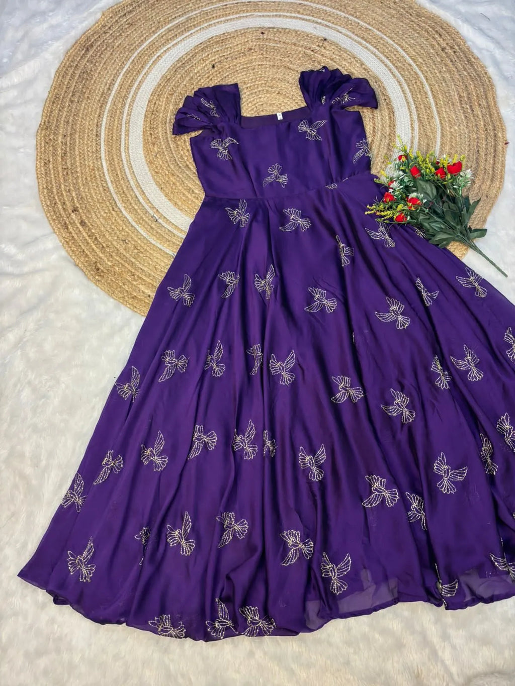 💗💗Trending Premium Space silk Maxi gown With Puff Sleeves💗💗 2