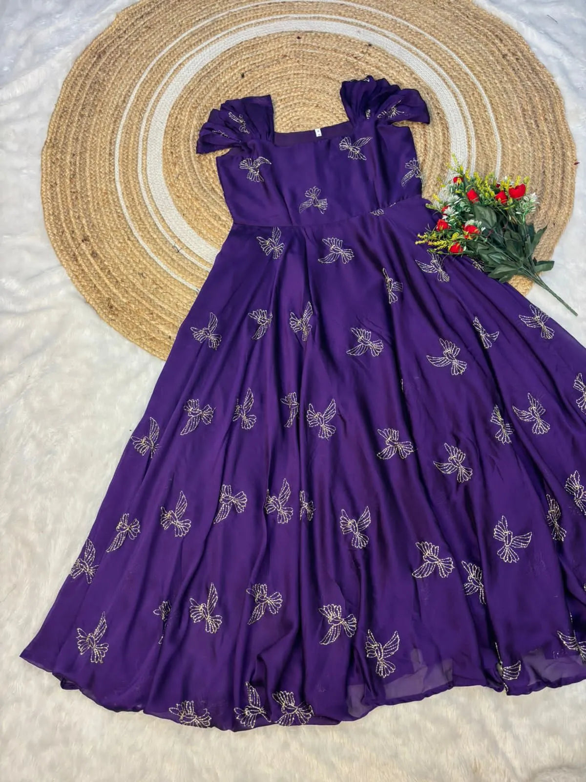 💗💗Trending Premium Space silk Maxi gown With Puff Sleeves💗💗 2