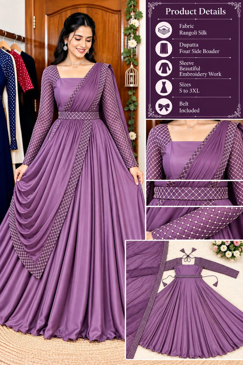 Rangoli Embroidery Anarkali Suit 3