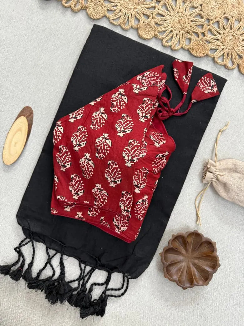 🌺🌺Premium Handlooom Mul Cotton Sarees With Stitched Blouse🌺🌺 2
