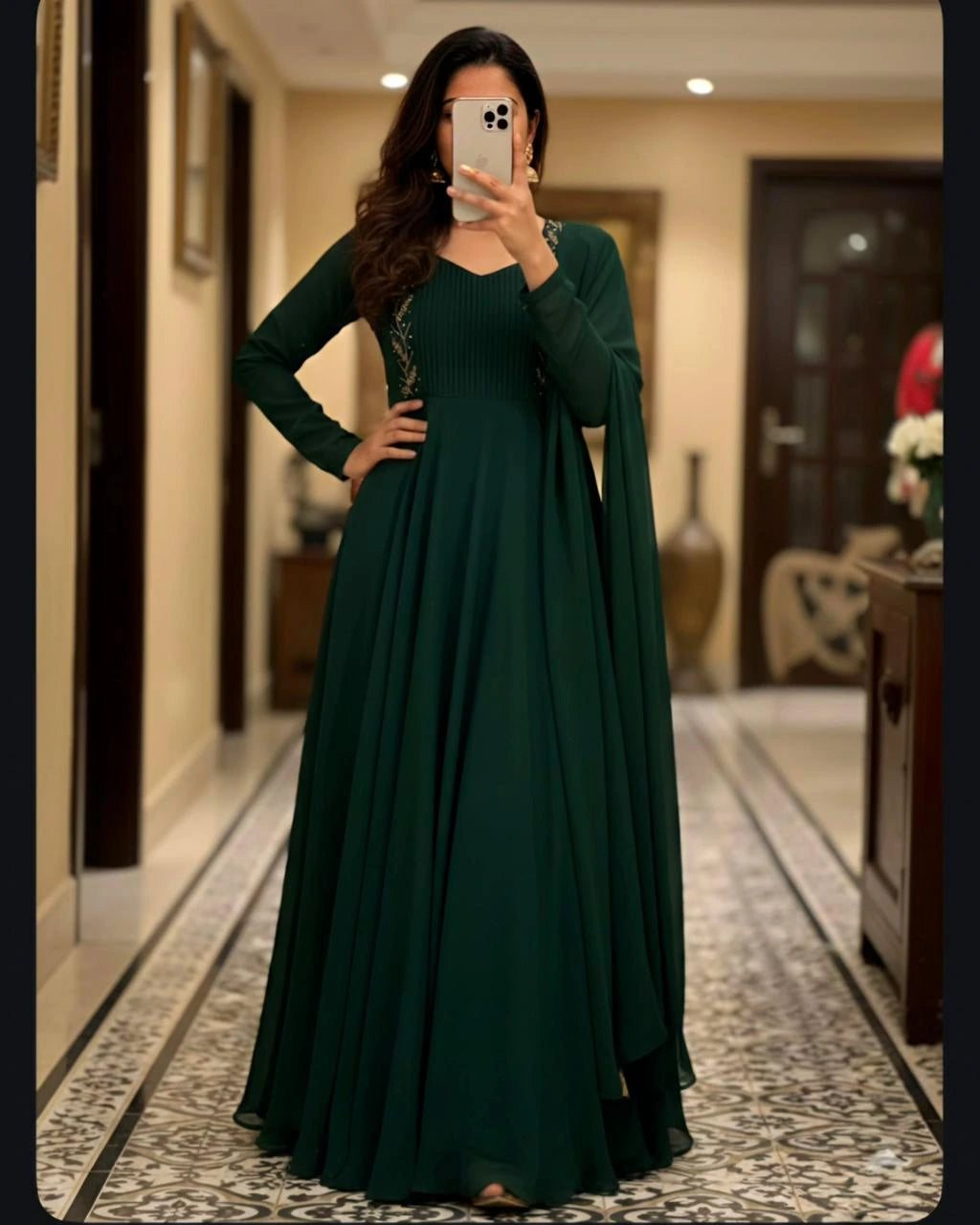 💕Faux Georgette Pintuck Gown💕 1