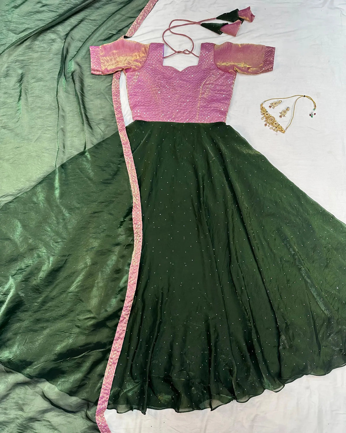 🌸🌸Attractive Pure Soft Fendy Silk Gown With Dupatta😎😎 3