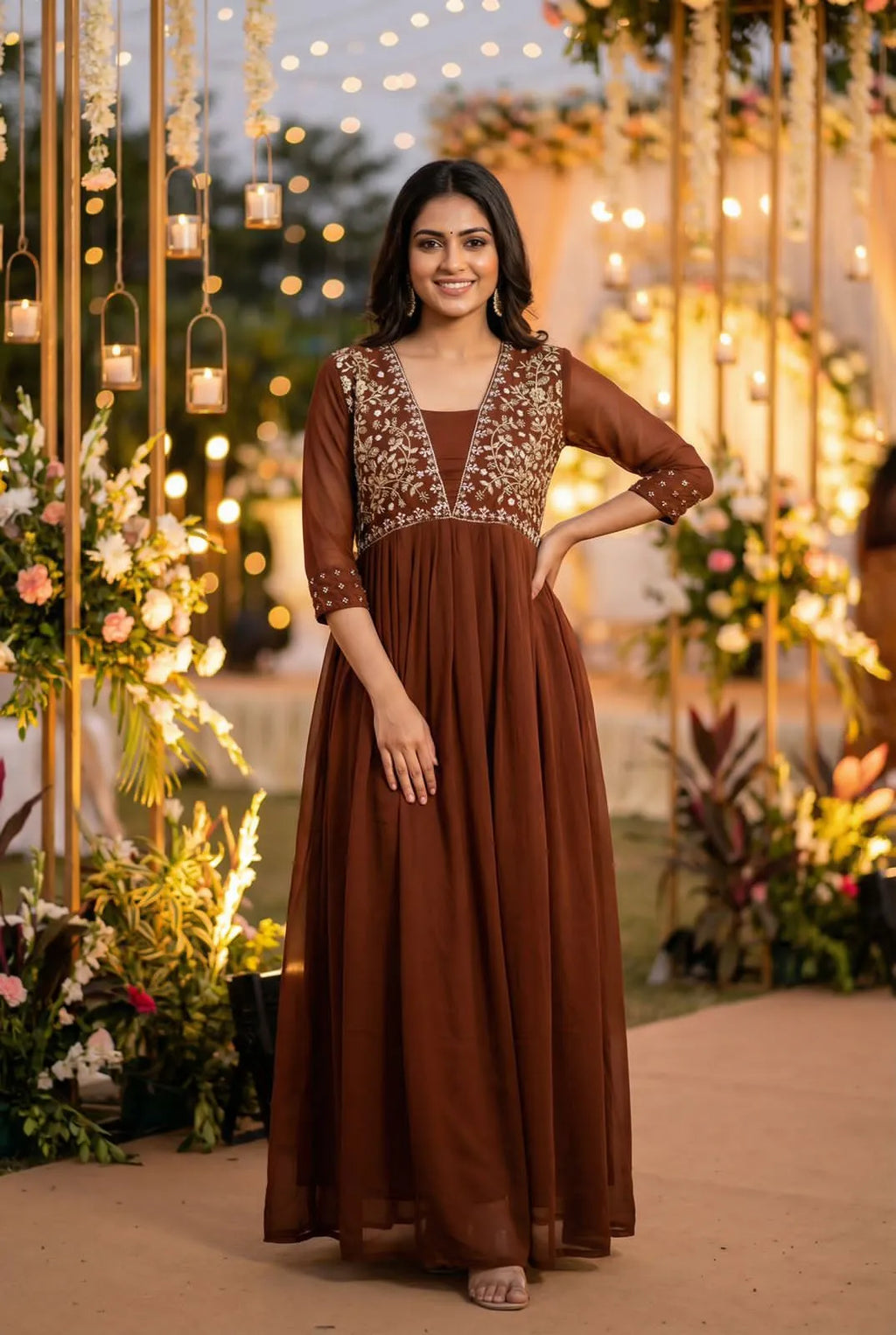 Ready to wear gown with embroidery and hand work 6