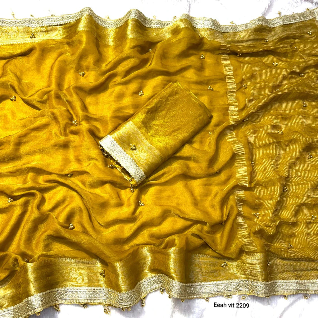 Tissue Silk Saree with Ghungroo Work 5