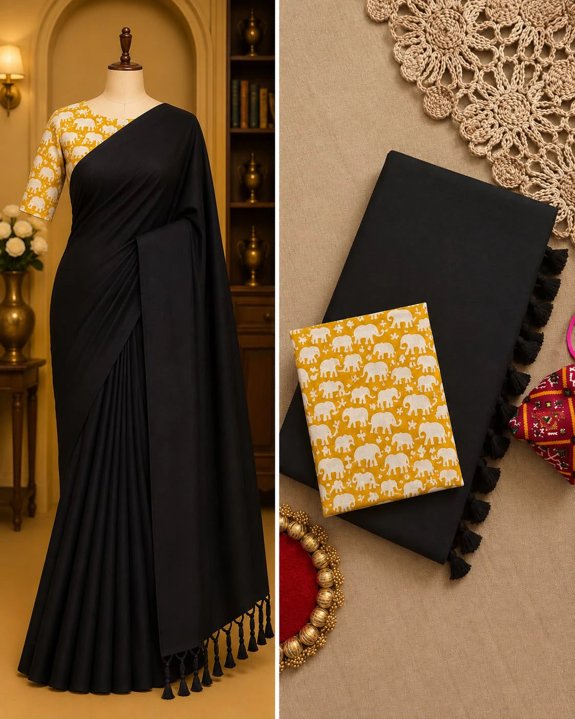 Khadi Cotton Saree with Blouse 5