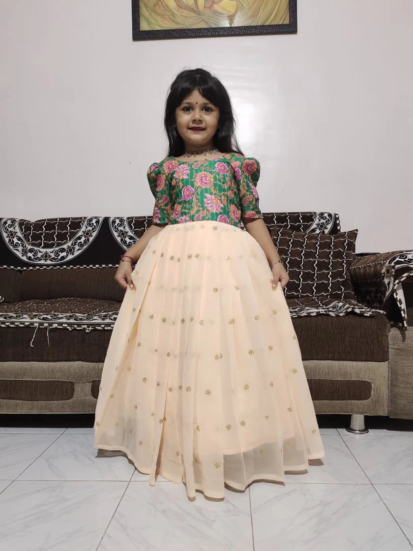 🌸🌸Pure Georgette Girls Silk Embroidery Gown🌈🌈 4