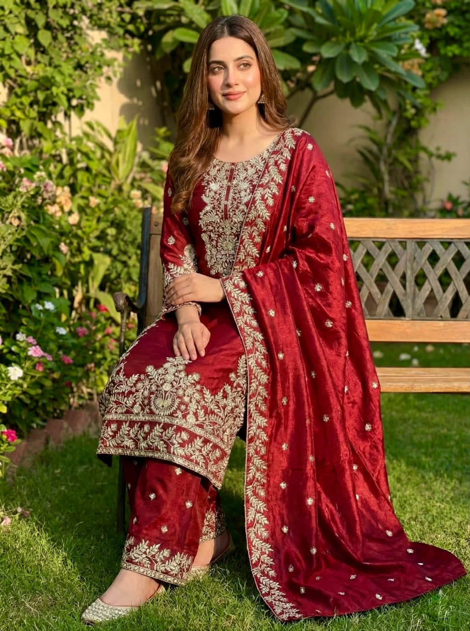 Silk Embroidered Kurta Set 10