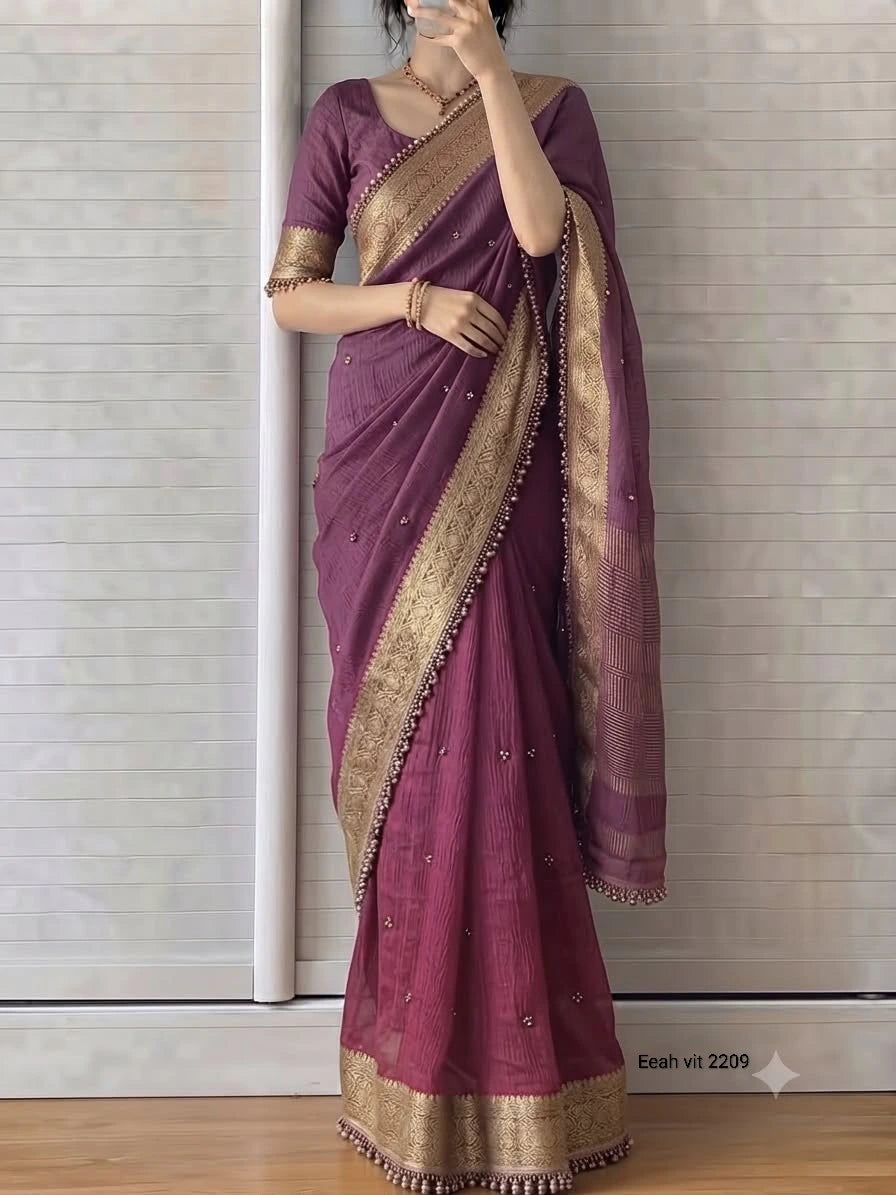 Tissue Silk Saree with Ghungroo Work 2