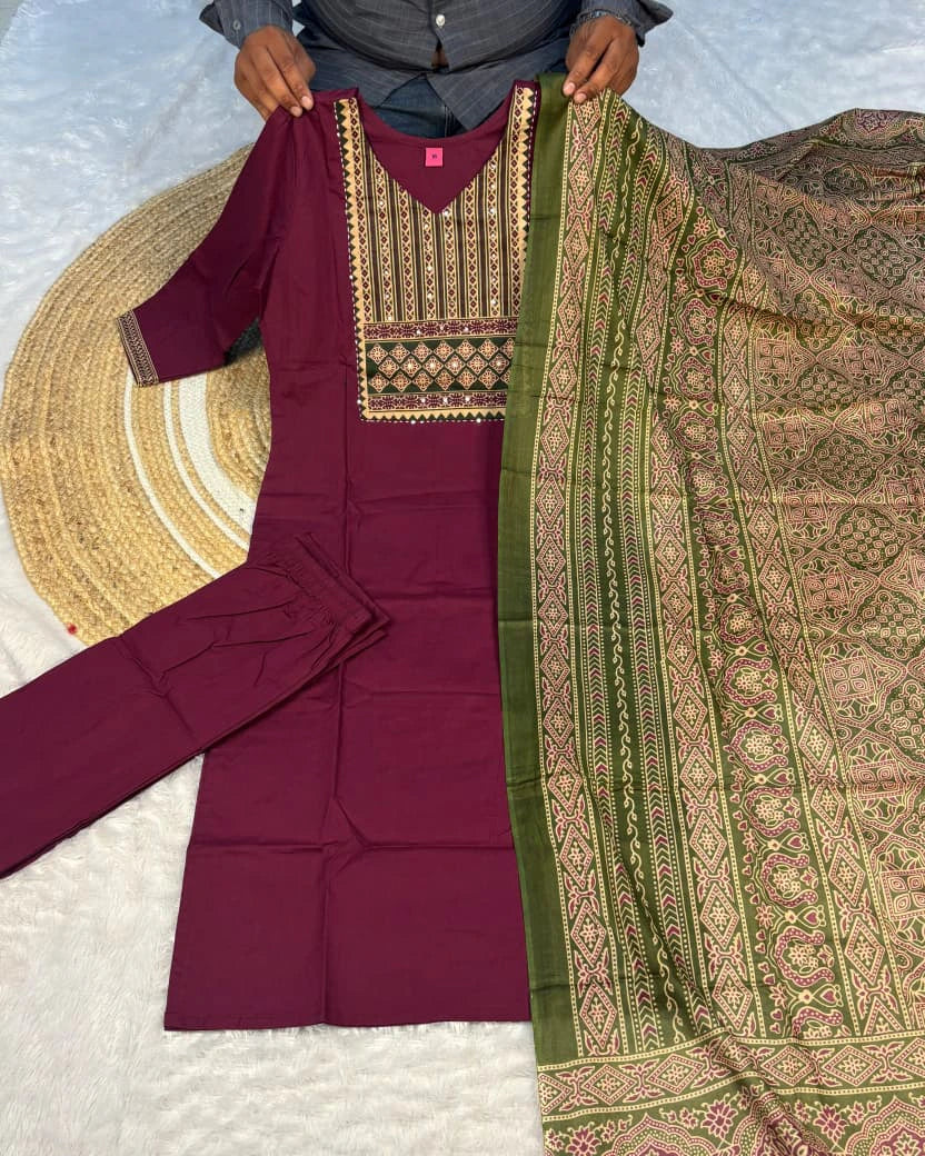 Cotton Ajrakh Print Kurta Set 5