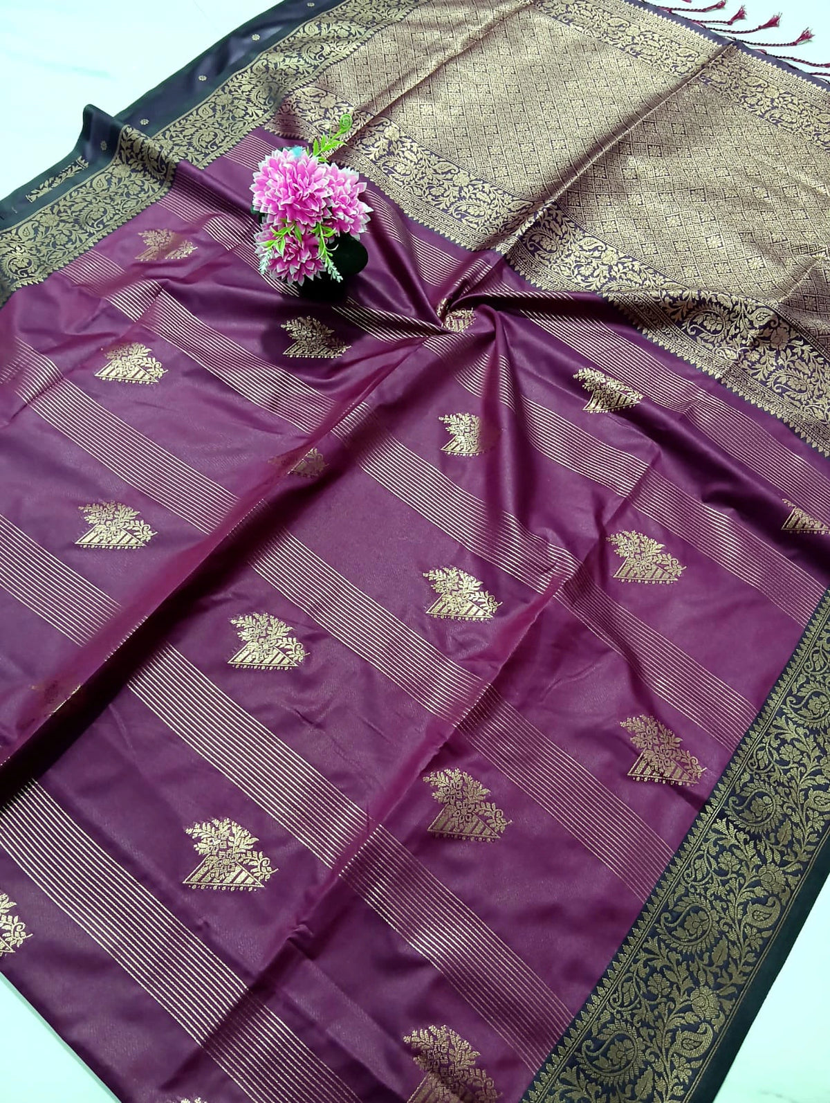 Soft Silk Saree with Blouse 8