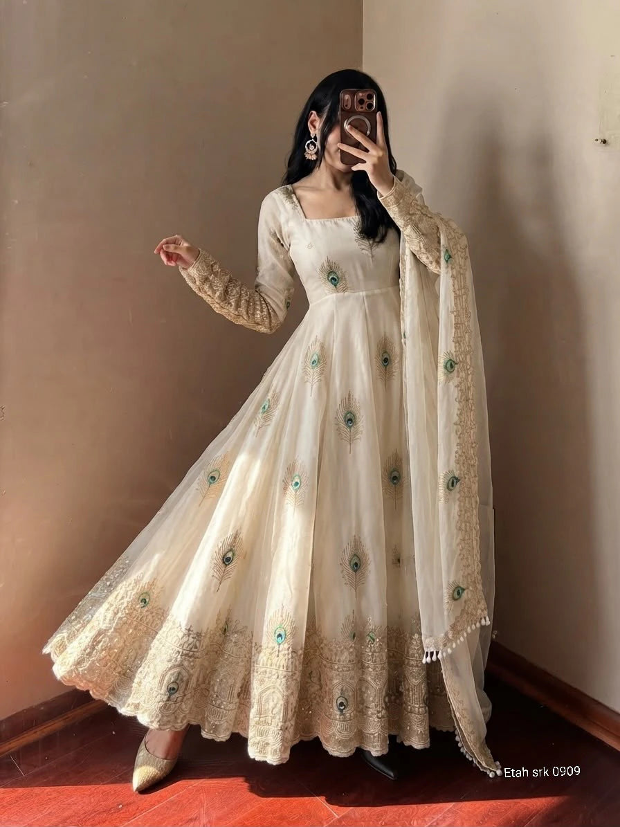 Fendy Silk Gown with Dupatta 10
