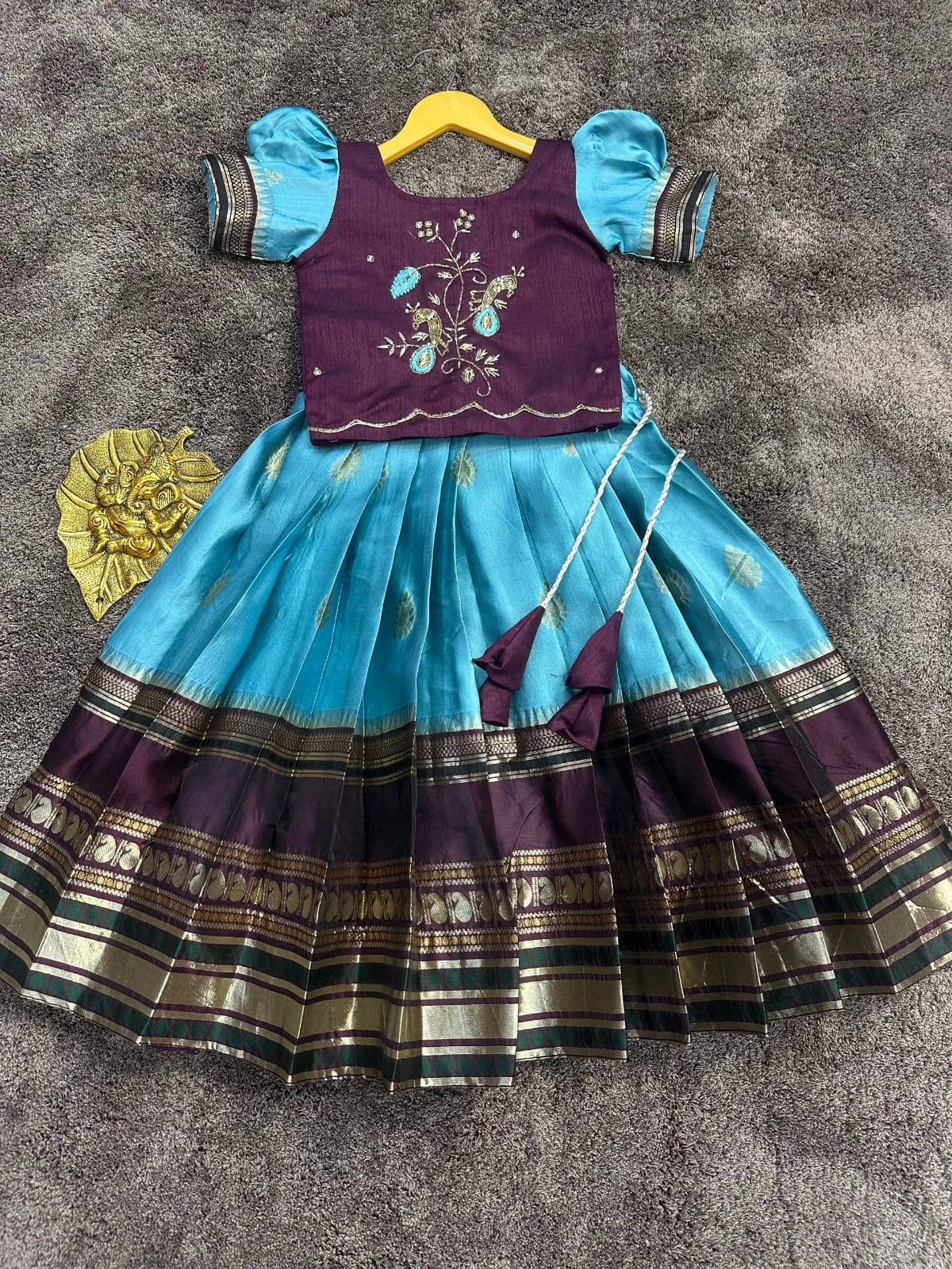 Silk Zari Woven Kids Lehenga 7