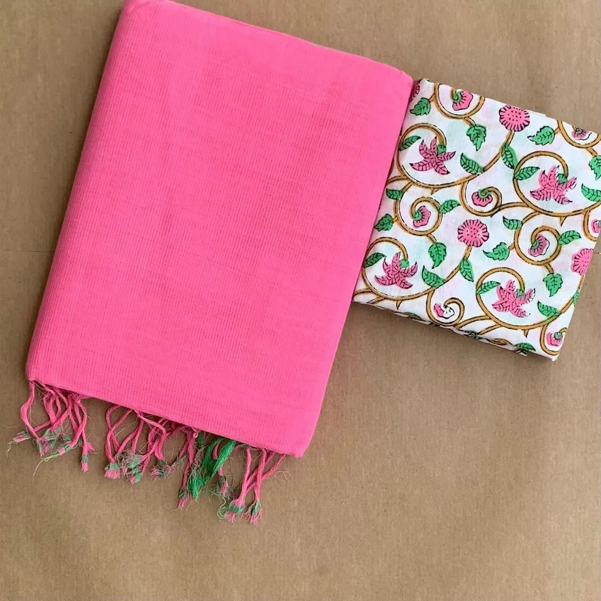 Insta Viral Khadhi Cotton  Sarees With Kalamkari BlousePiece 8