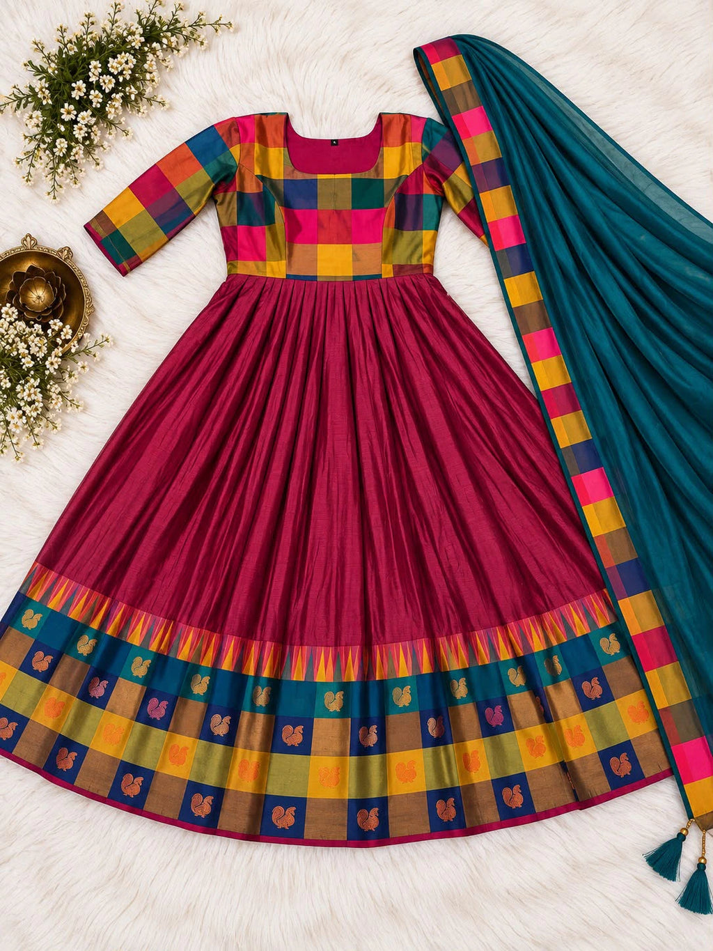 Cotton Spun Silk Anarkali Set 4
