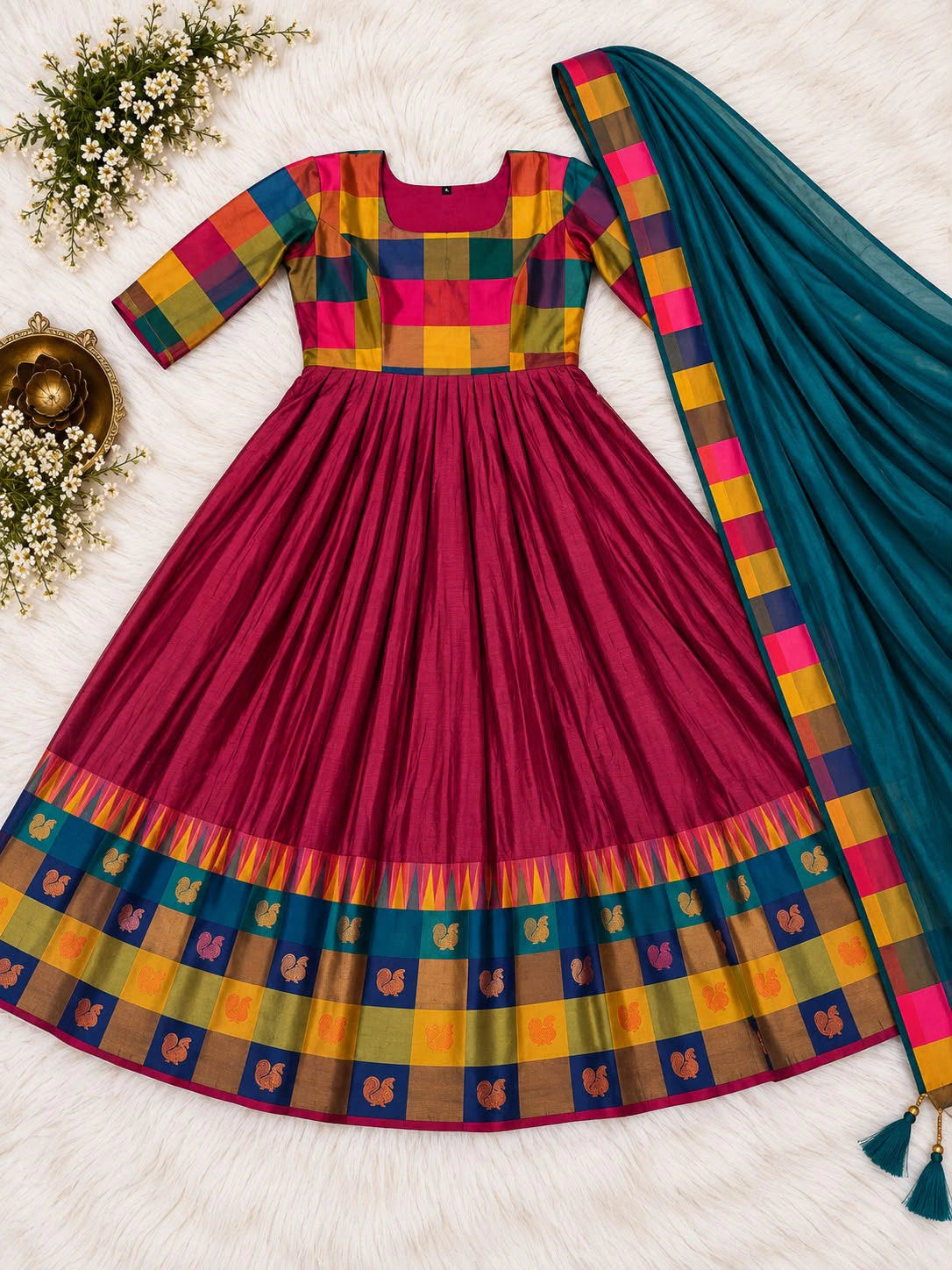 Cotton Spun Silk Anarkali Set 4