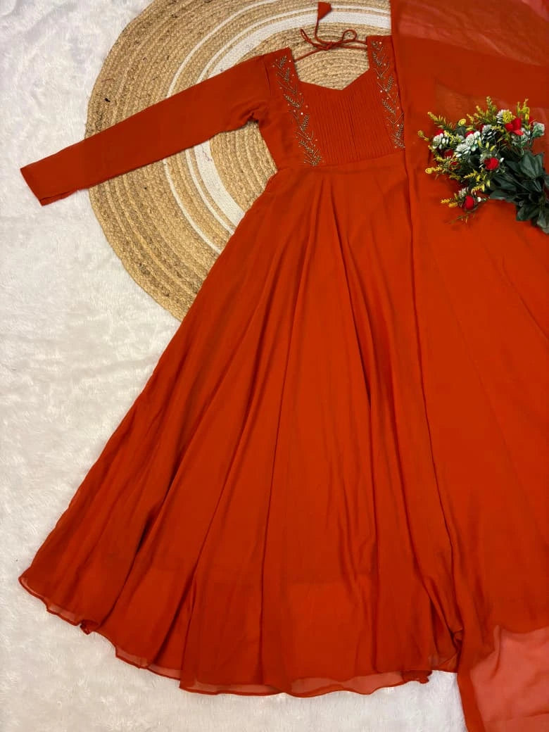 💕Faux Georgette Pintuck Gown💕 7