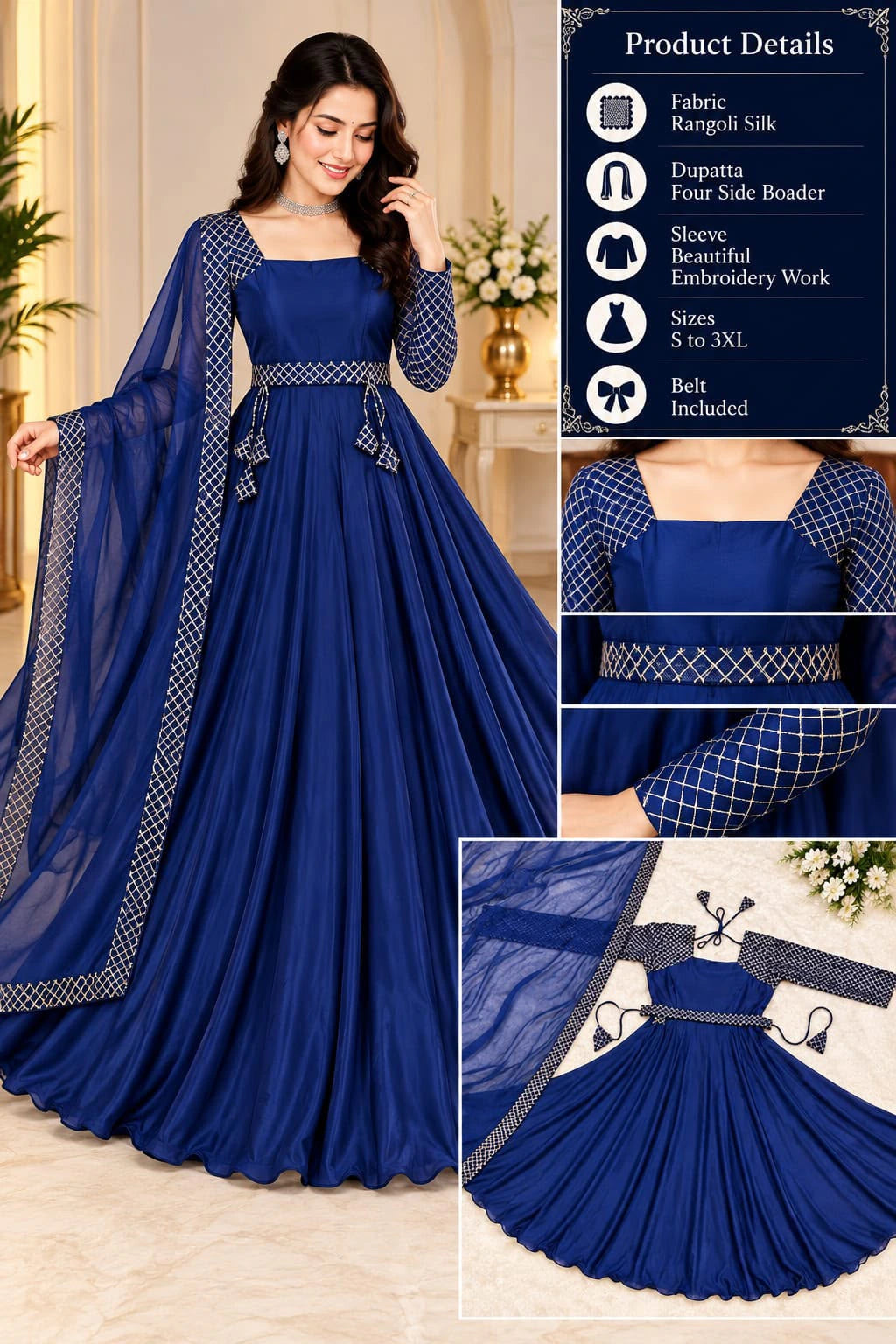 Rangoli Embroidery Anarkali Suit 9