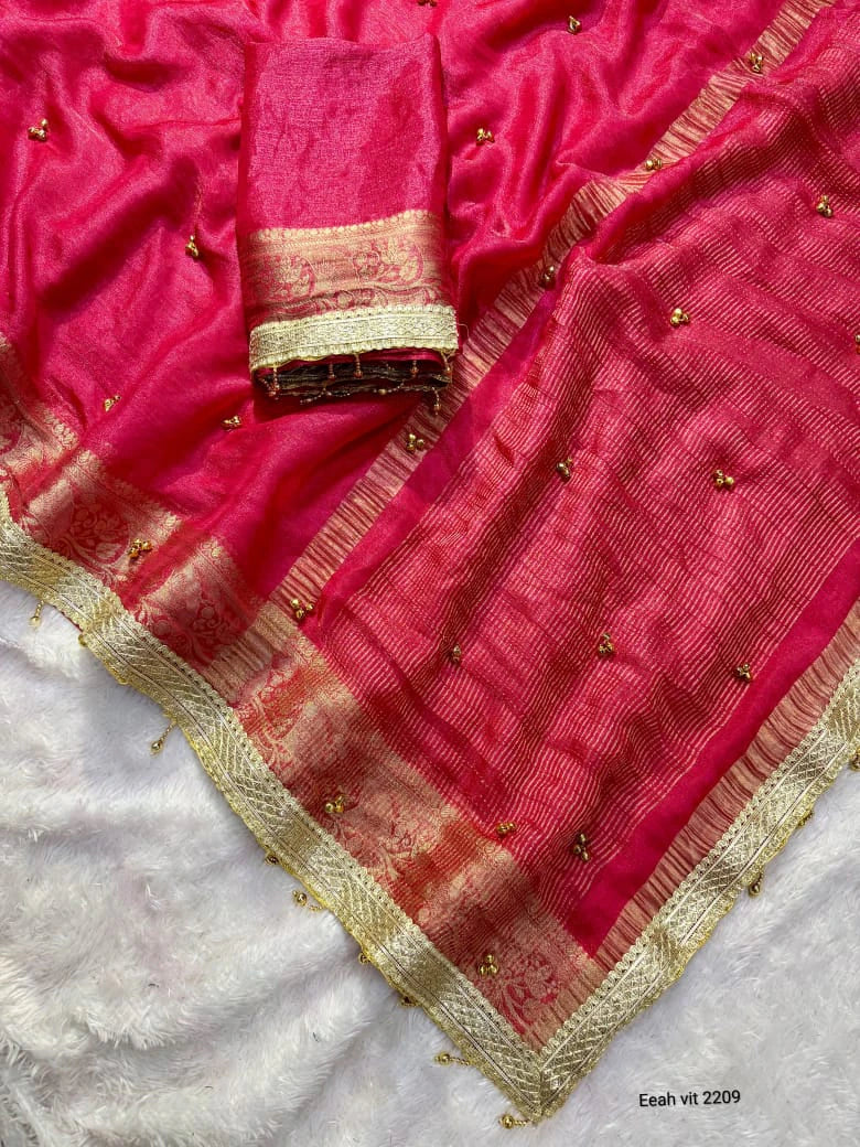 Tissue Silk Saree with Ghungroo Work 7