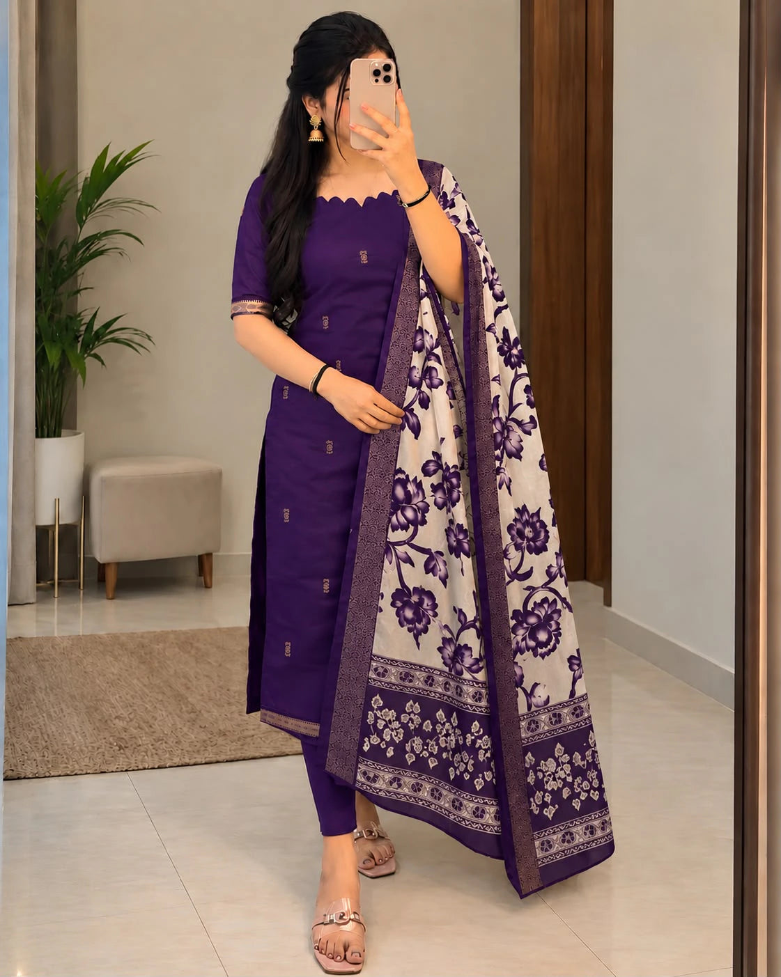 Cotton Top with Chennuri Silk Kalamkari Dupatta 9