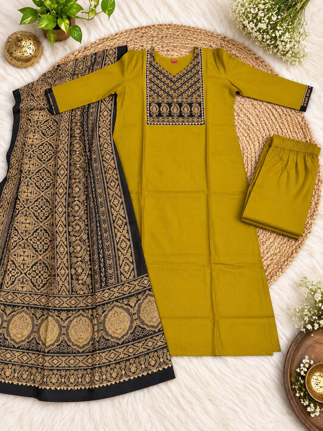 Cotton Ajrakh Print Kurta Set 10