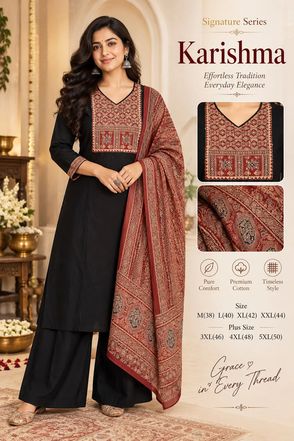 Cotton Ajrakh Print Kurta Set 9