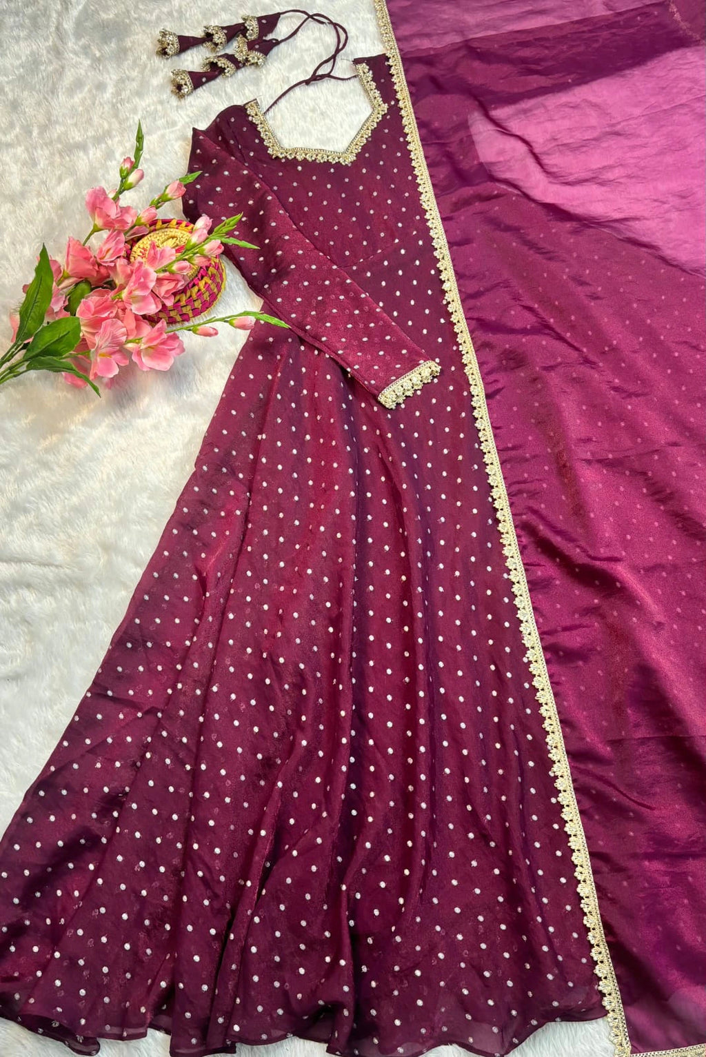 Nc Moss Gown with Dupatta 8