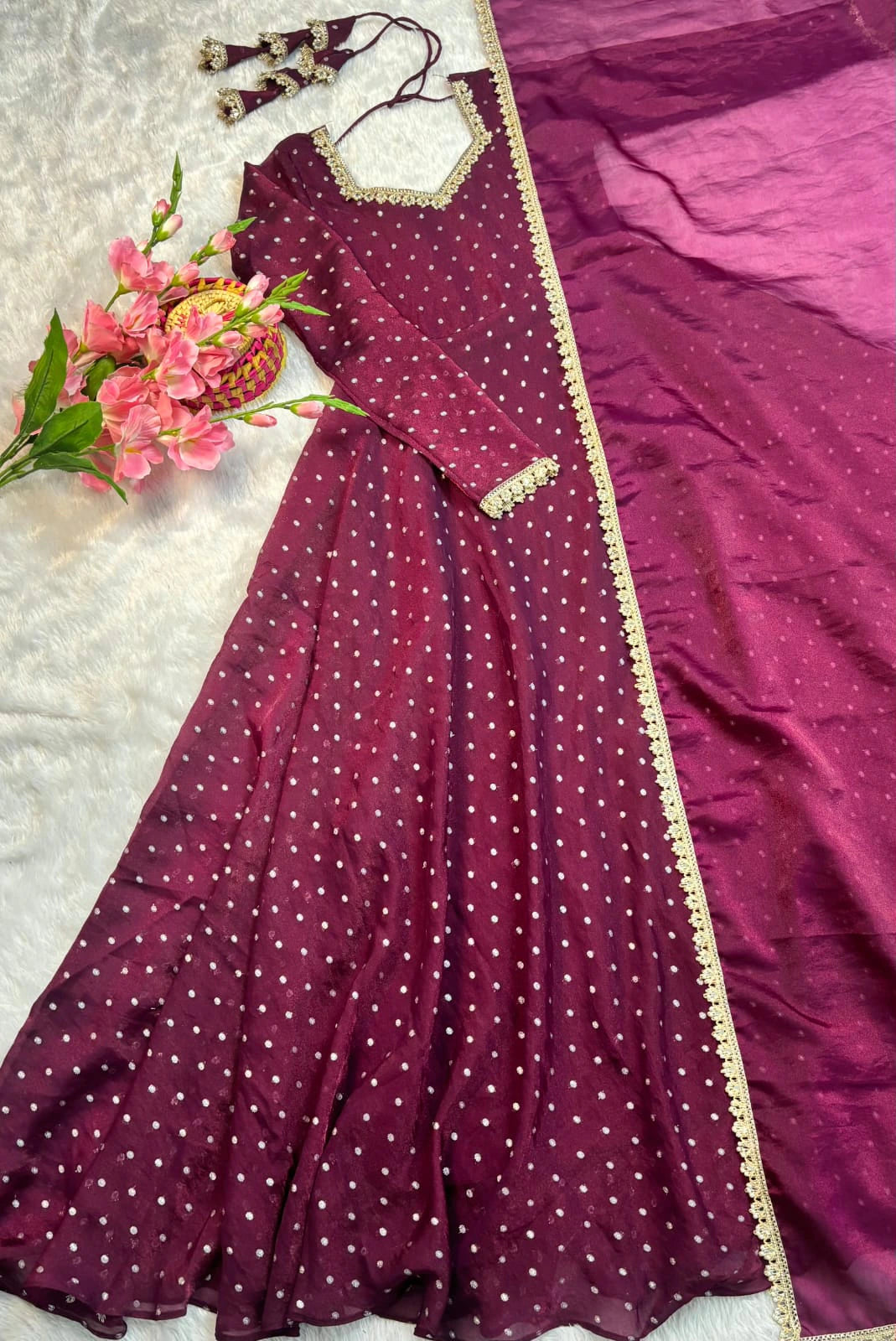 Nc Moss Gown with Dupatta 8