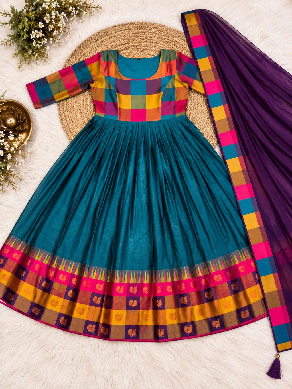 Cotton Spun Silk Anarkali Set 2