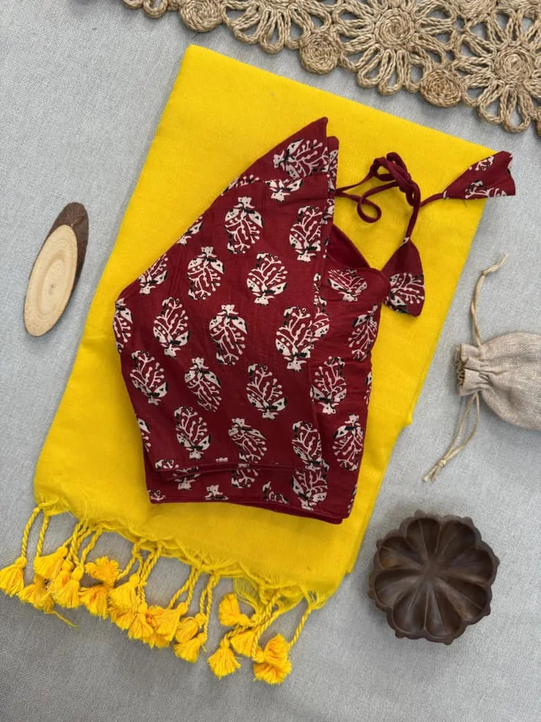 🌺🌺Premium Handlooom Mul Cotton Sarees With Stitched Blouse🌺🌺 8