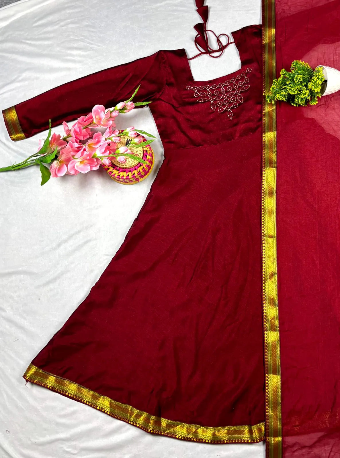 🌸🌸Kadhalar Dhinam Roja Outfit Recreation  Hand Work Gown with Duppata (New Colours Added)🌸🌸 6
