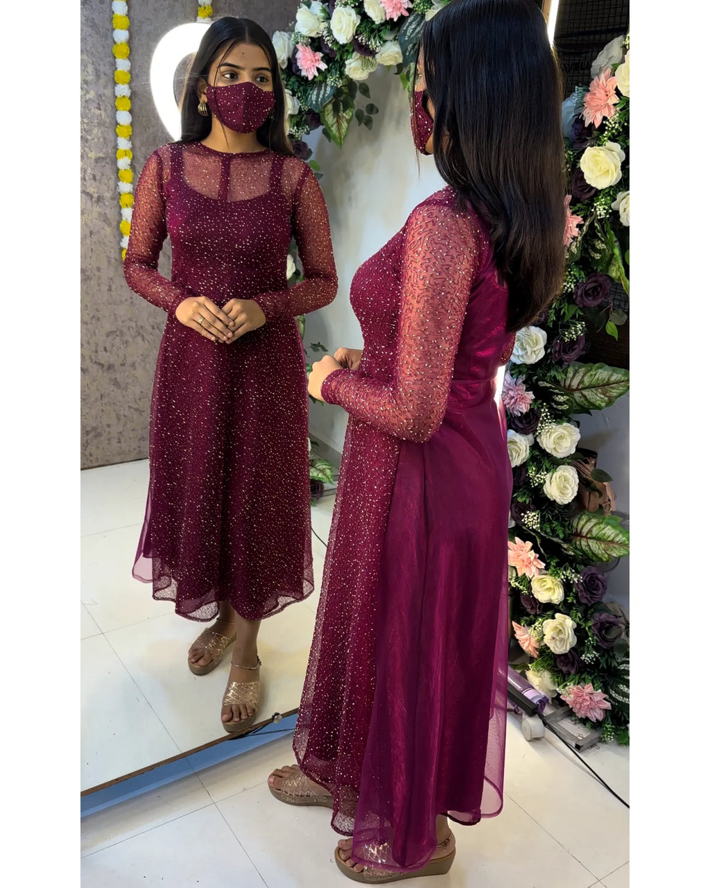 👑👑Insta Viral Galaxy 2-Piece Set With Shining inner Gown with a beautifully beaded outer coat👑👑 1