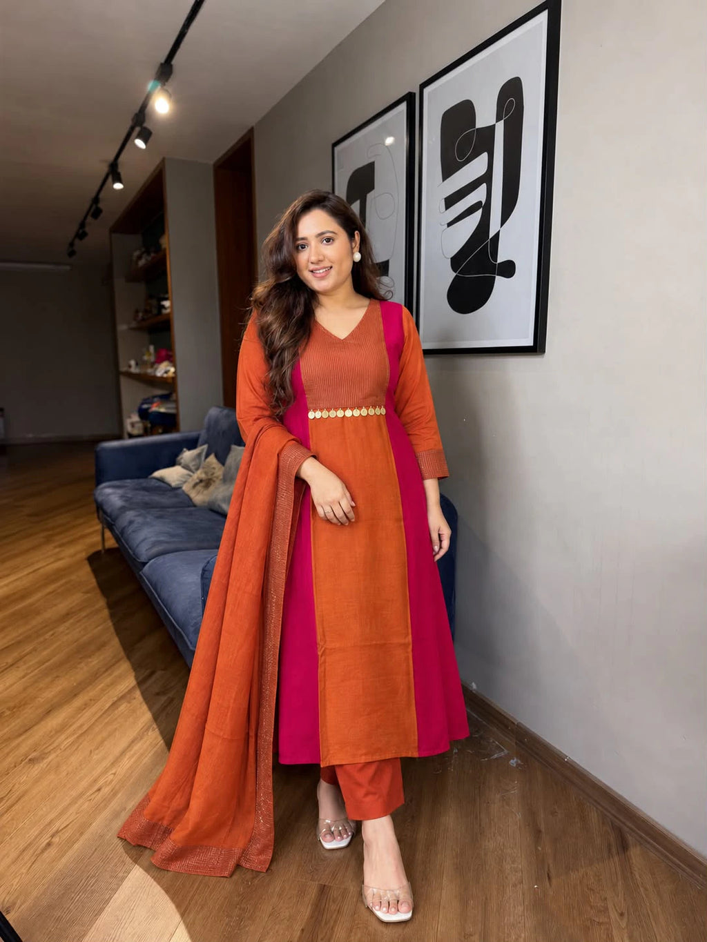 Mul Chanderi Silk Kurta Set 1