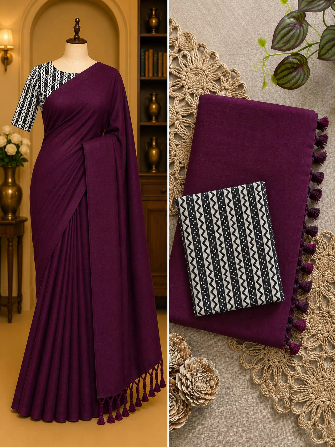 Khadi Cotton Saree with Blouse 1