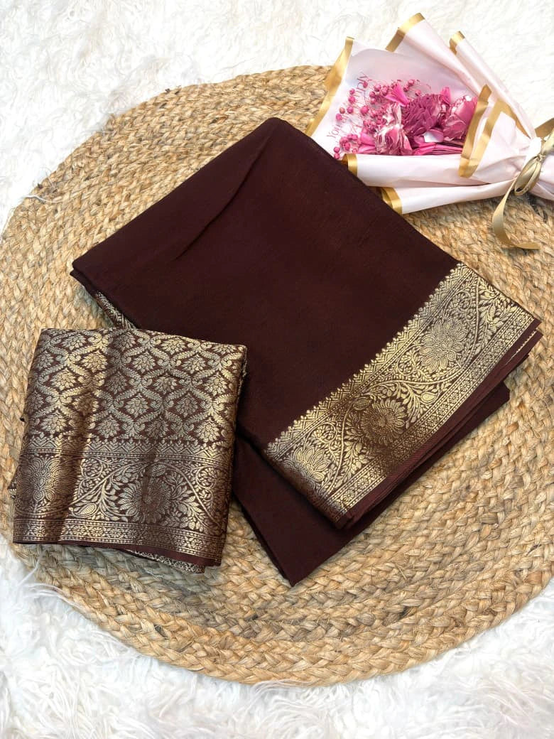 Chinnon Richpallu Viscose Saree with Brocade Blouse 2