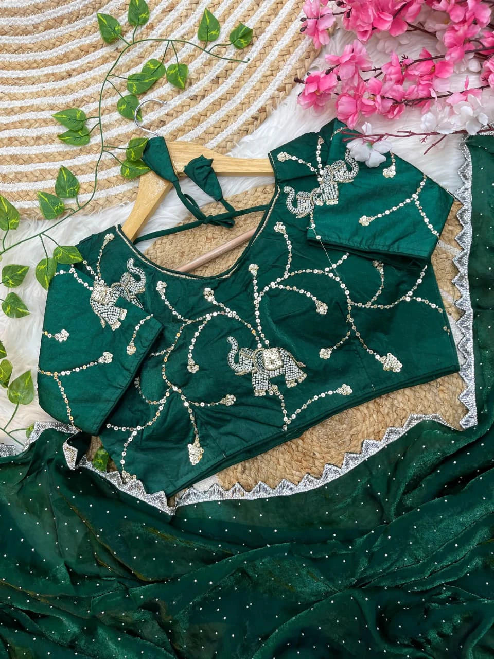 Satin Silk Saree with Blouse 6