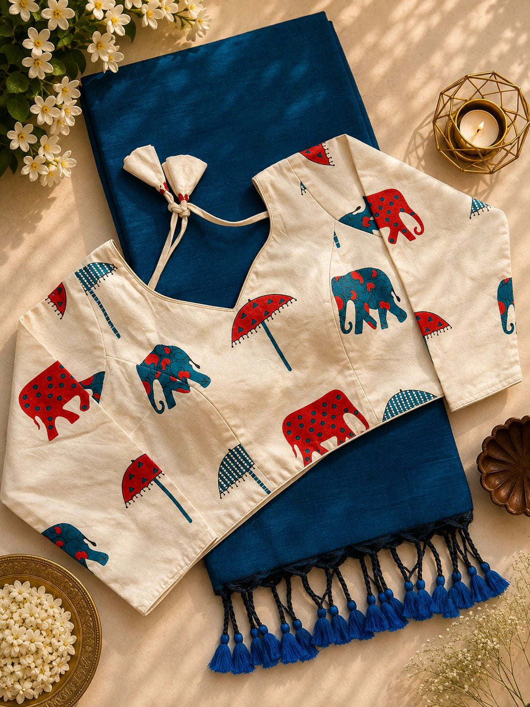 Khadi Cotton Saree with Printed Blouse 2
