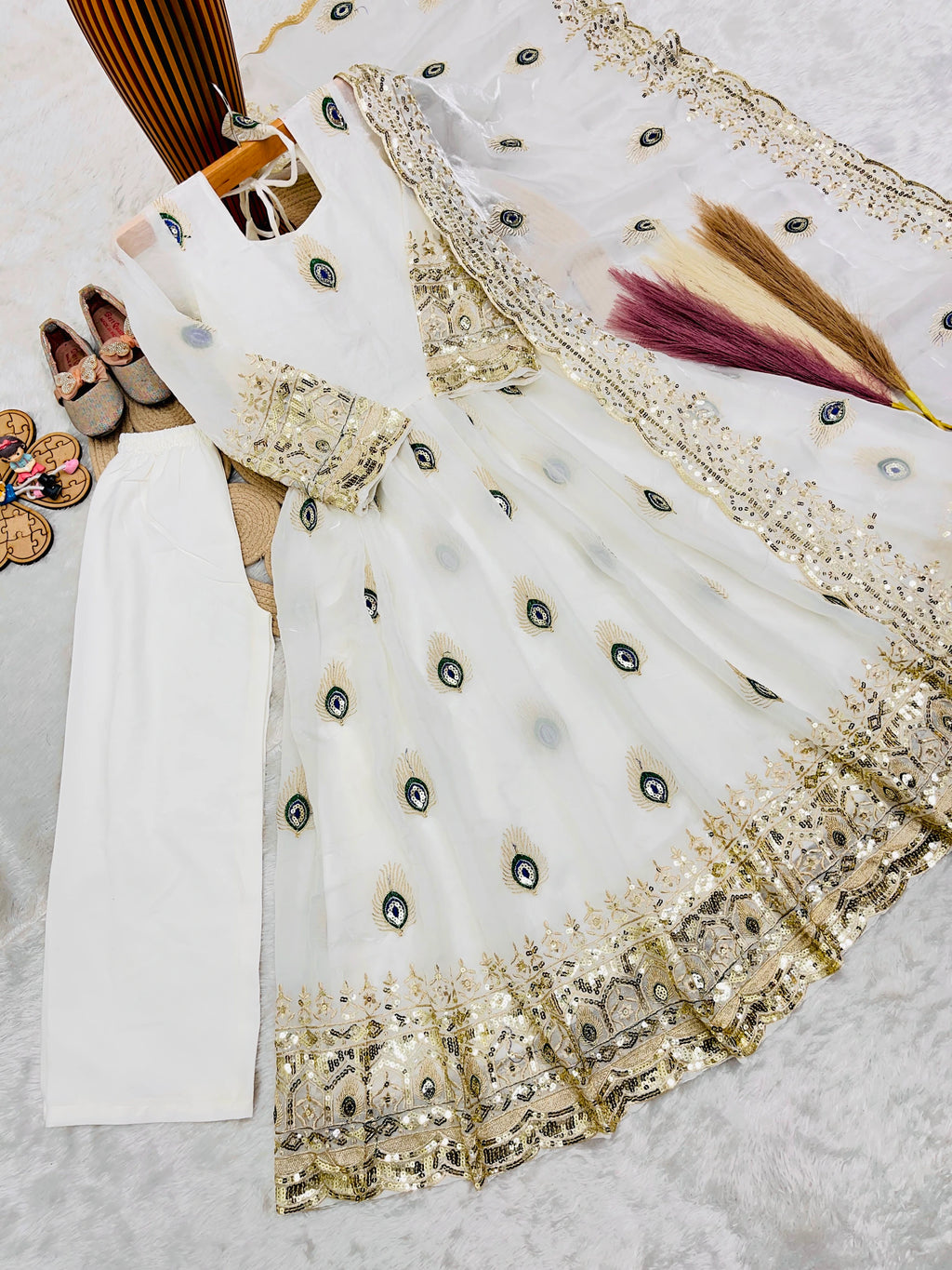 Silk Embroidered Kids Gown Set 4