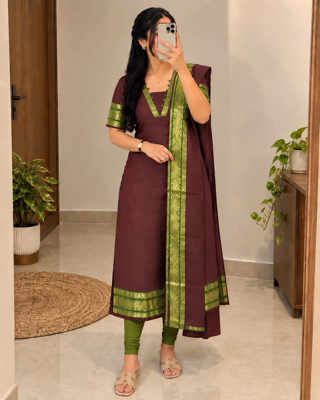 Silk Cotton Kurti Set with Dupatta 9