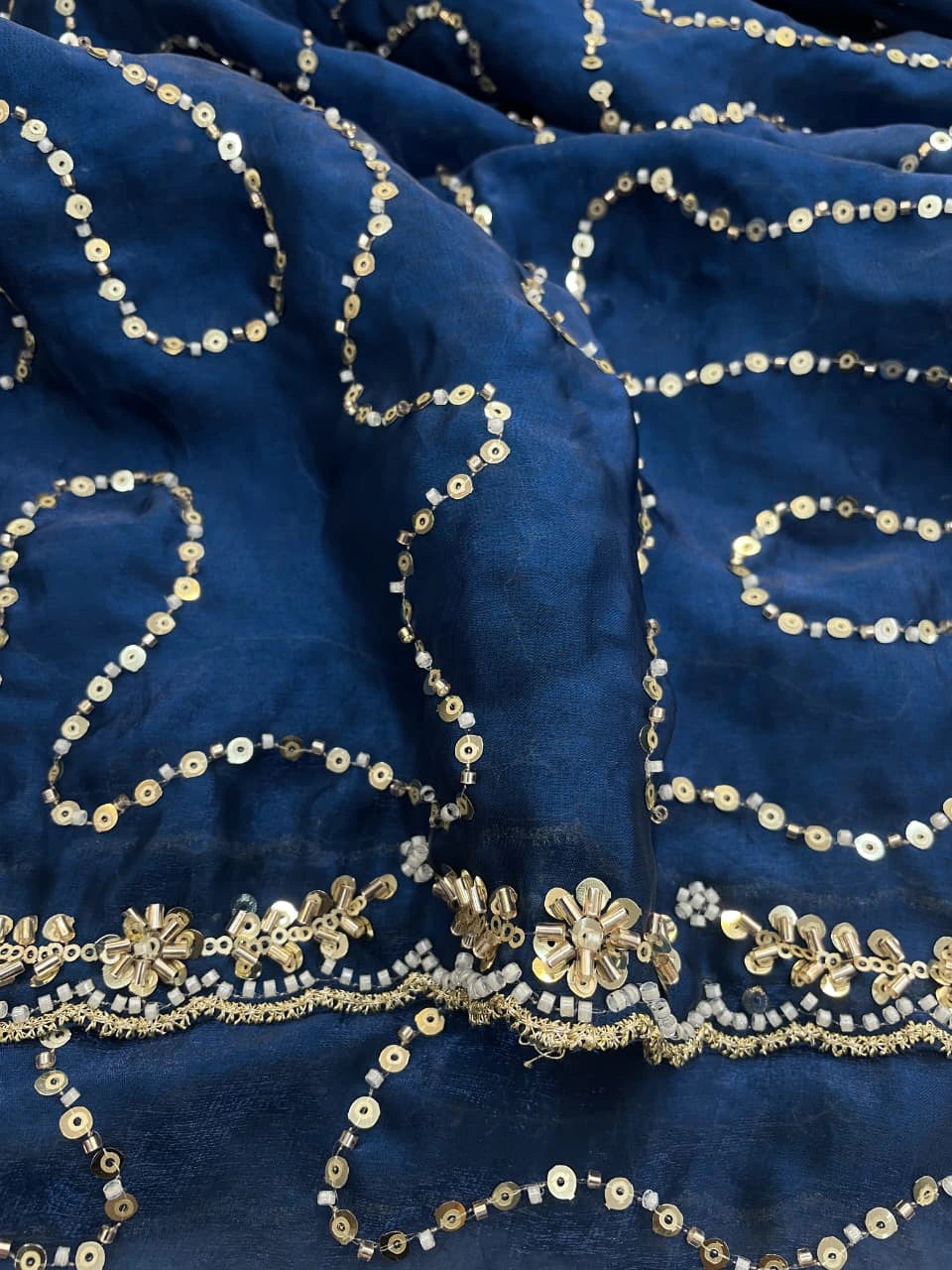 Satin Embellished Saree with Blouse 1