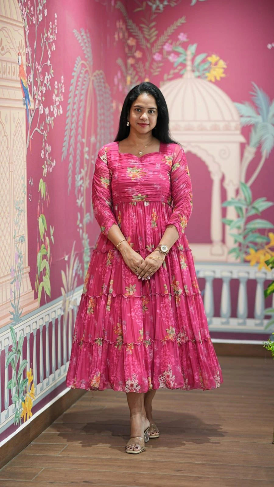 Georgette Floral Gown Dress 10
