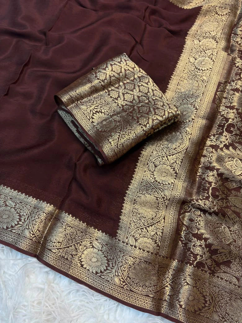 Chinnon Richpallu Viscose Saree with Brocade Blouse 4