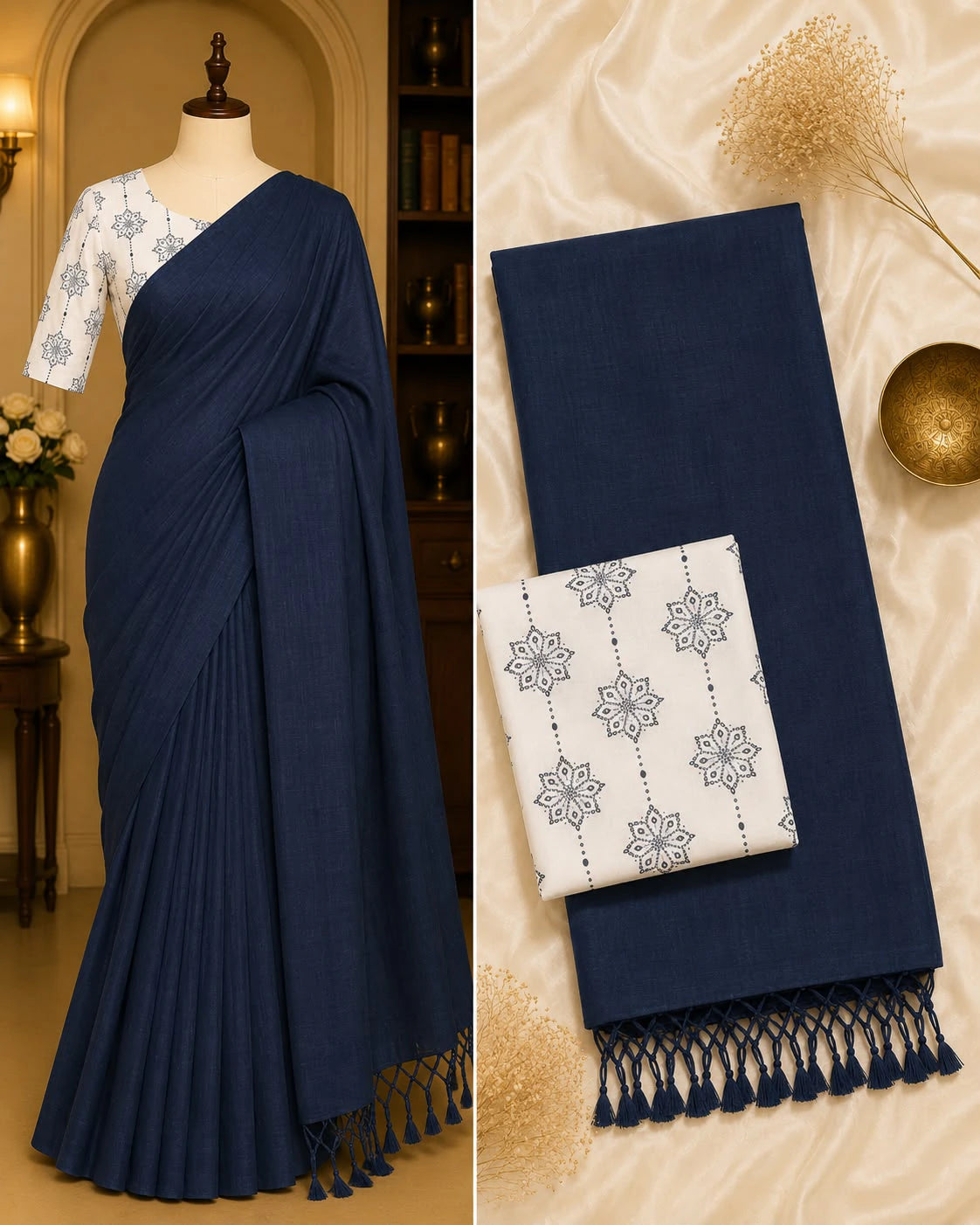 Handloom Khadi Cotton Saree with Blouse 5