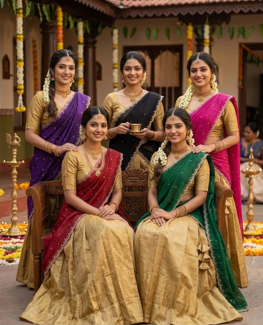 Golden Kanchipuram Half Saree 3