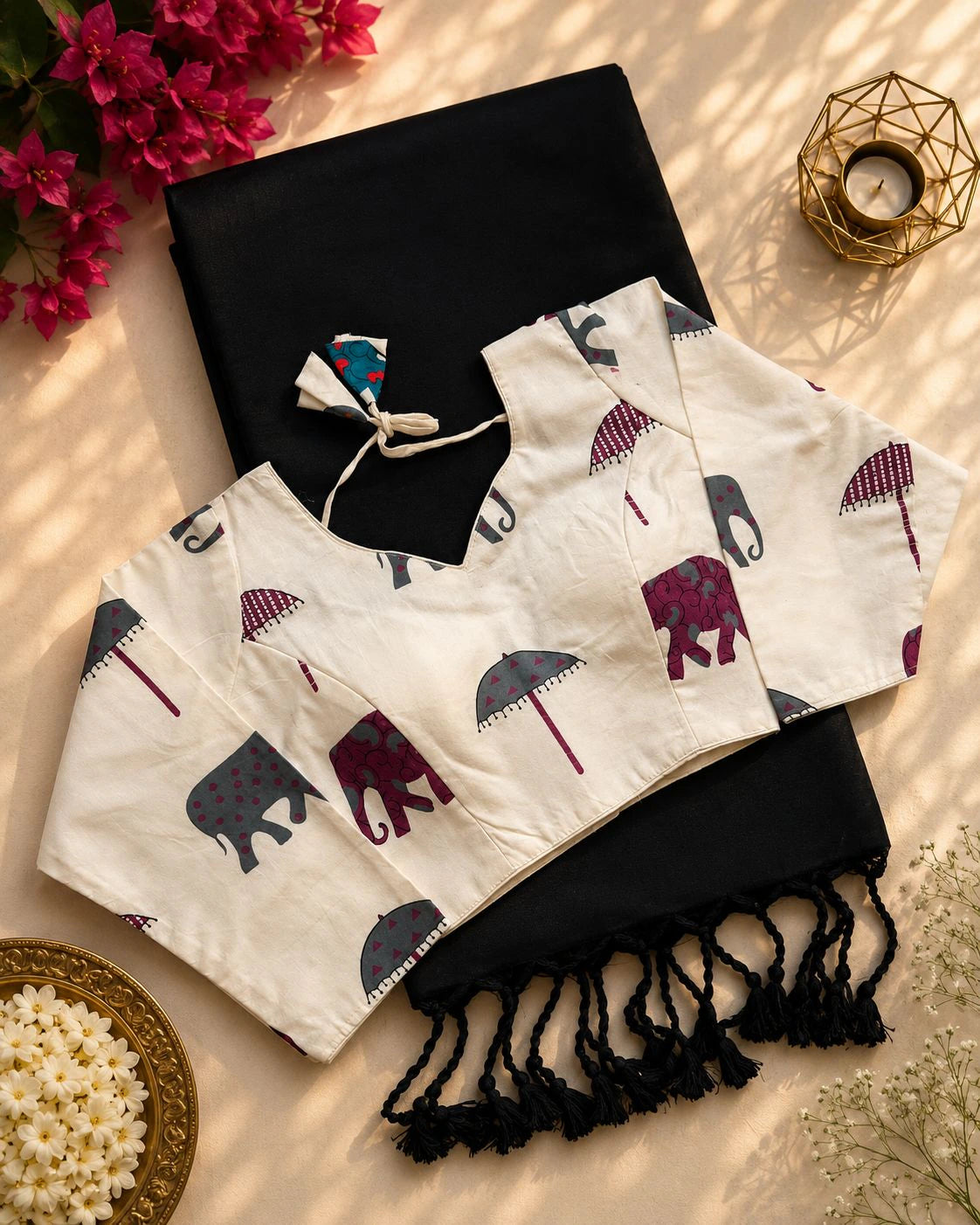 Khadi Cotton Saree with Printed Blouse 4