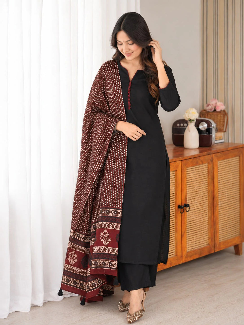 Rayon Kurti Pant Dupatta Set 1