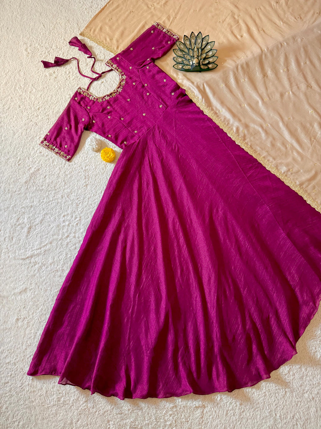 Vichitra Silk Gown with Dupatta 5