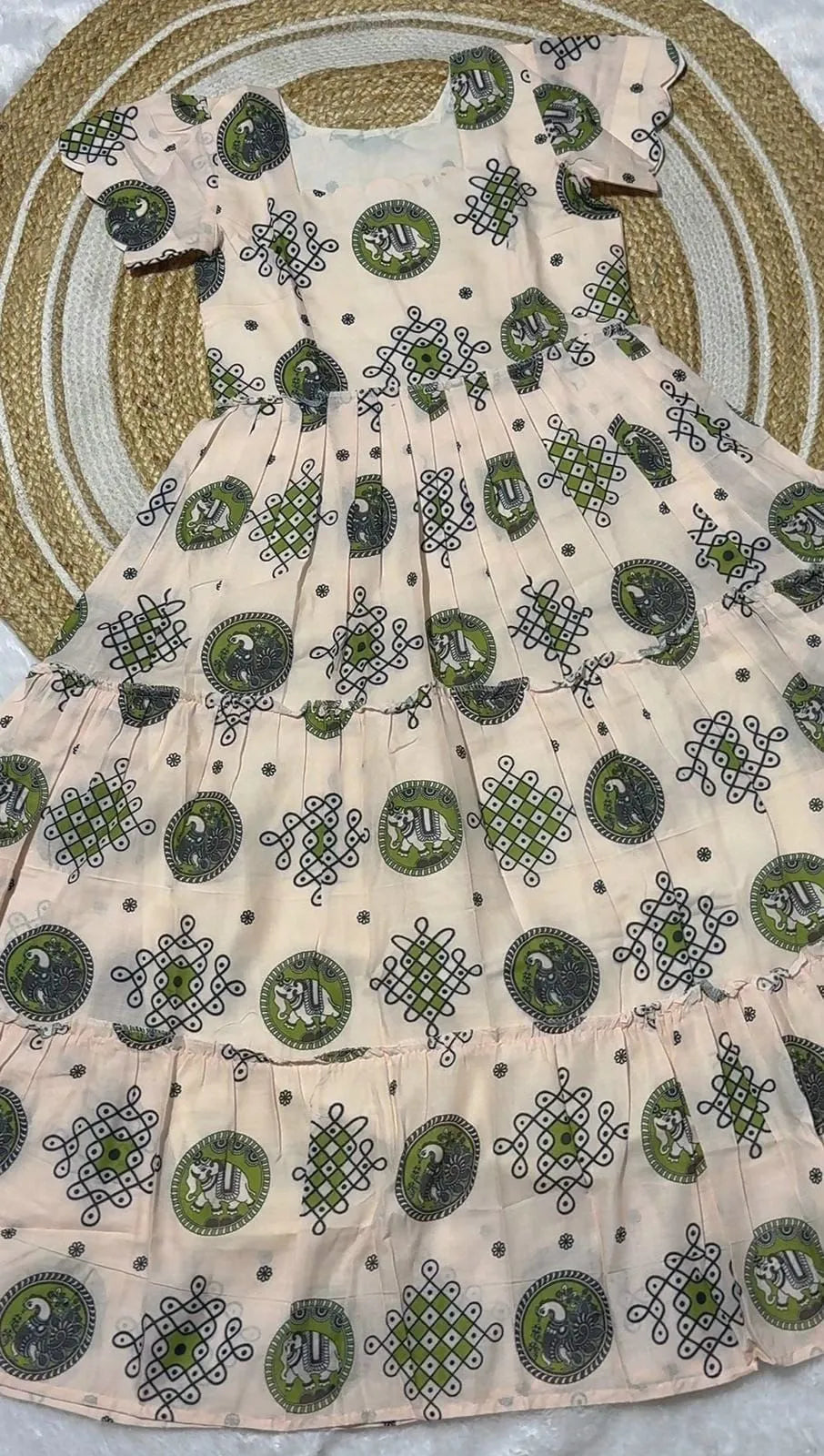 👸🌸Most Trending Kalamkari Kolam Design Mull chanderi Maxi Gown🌸👸 5